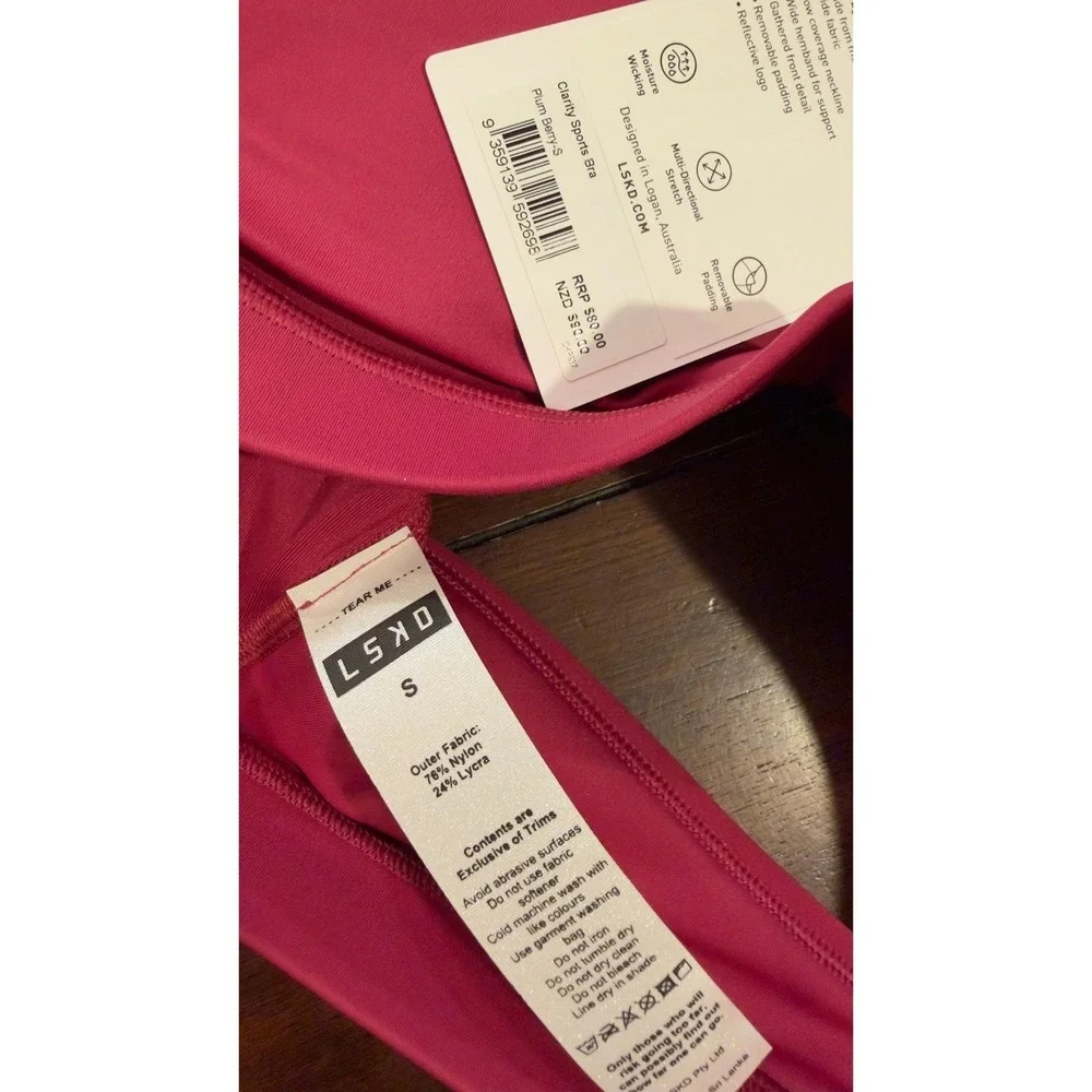 LSKD Clarity Sports Bra Plum Berry Small NWT NEW